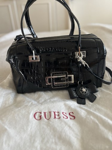 Guess black croc bowler bag - black,