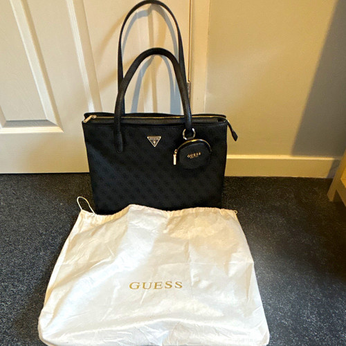 Guess black logo faux leather - black,