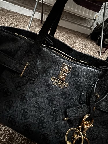 Guess black leather bag - black,