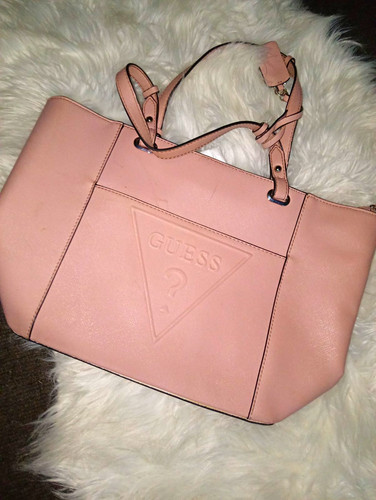 Guess triangle logo tote pink - logo,